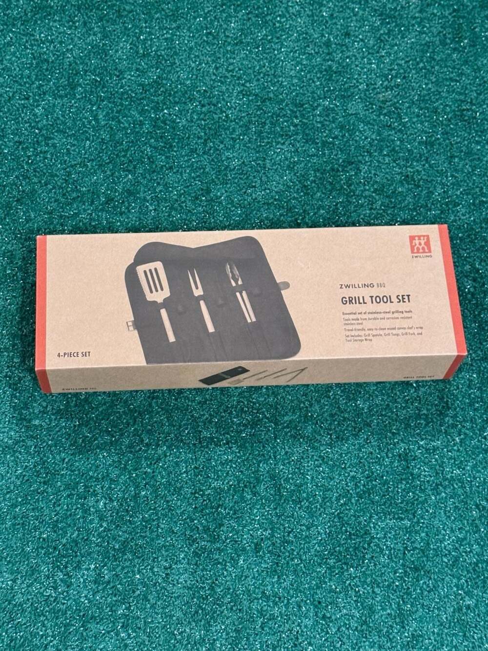Zwilling BBQ Grill Tool Set 4-Piece Stainless Steel with Chef's Wrap
